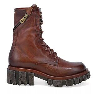 $500 A.S. 98 HAIDER LACE-UP COMBAT BOOT WHISKEY LUG SOLE LEATHER 36 (DB9)